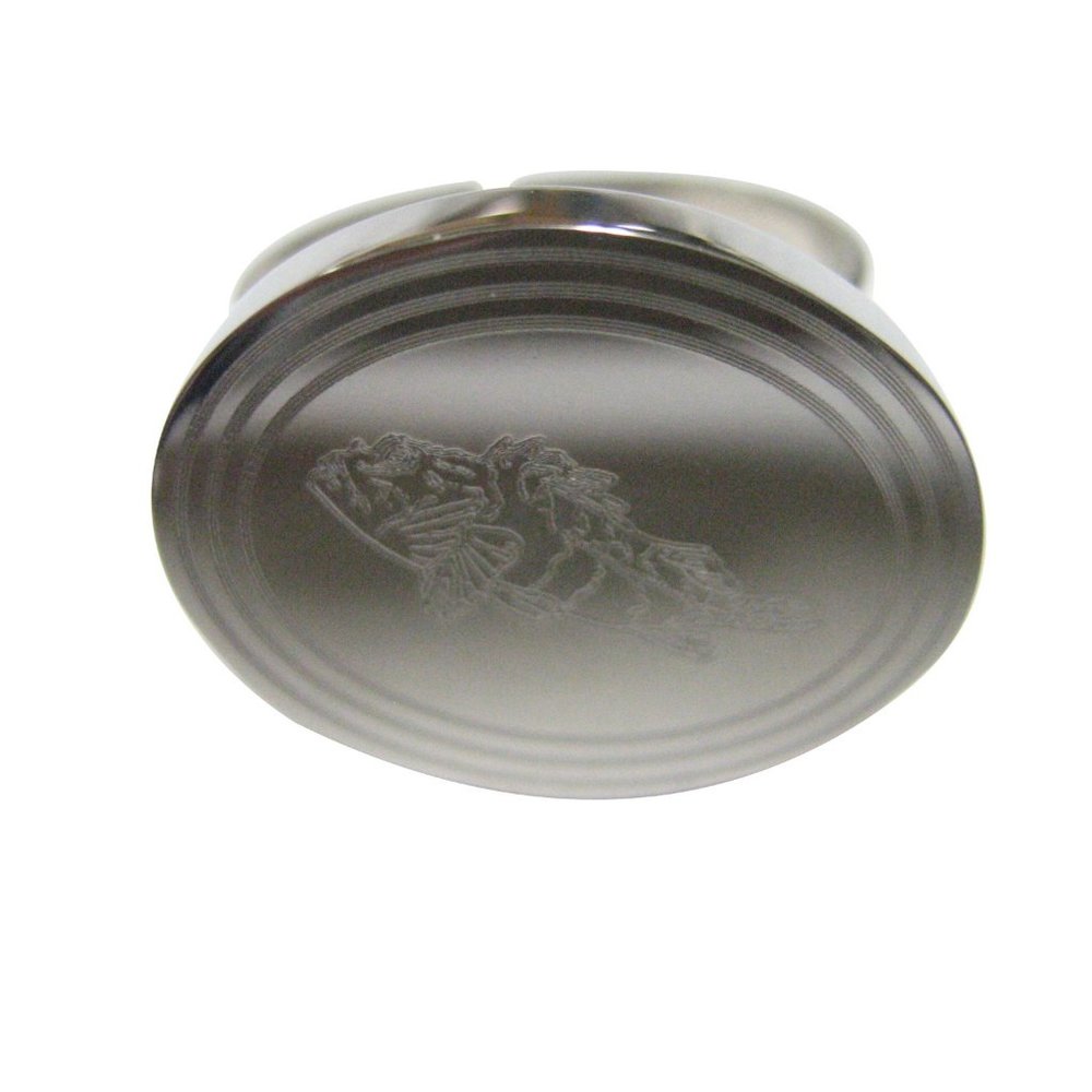 Etched Oval Rock Cod Fish Adjustable Ring - image 1